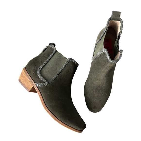 Jack Rogers NEW Green Suede Leather Booties Leather Strap Trim Women's Size 6 - Picture 11 of 11